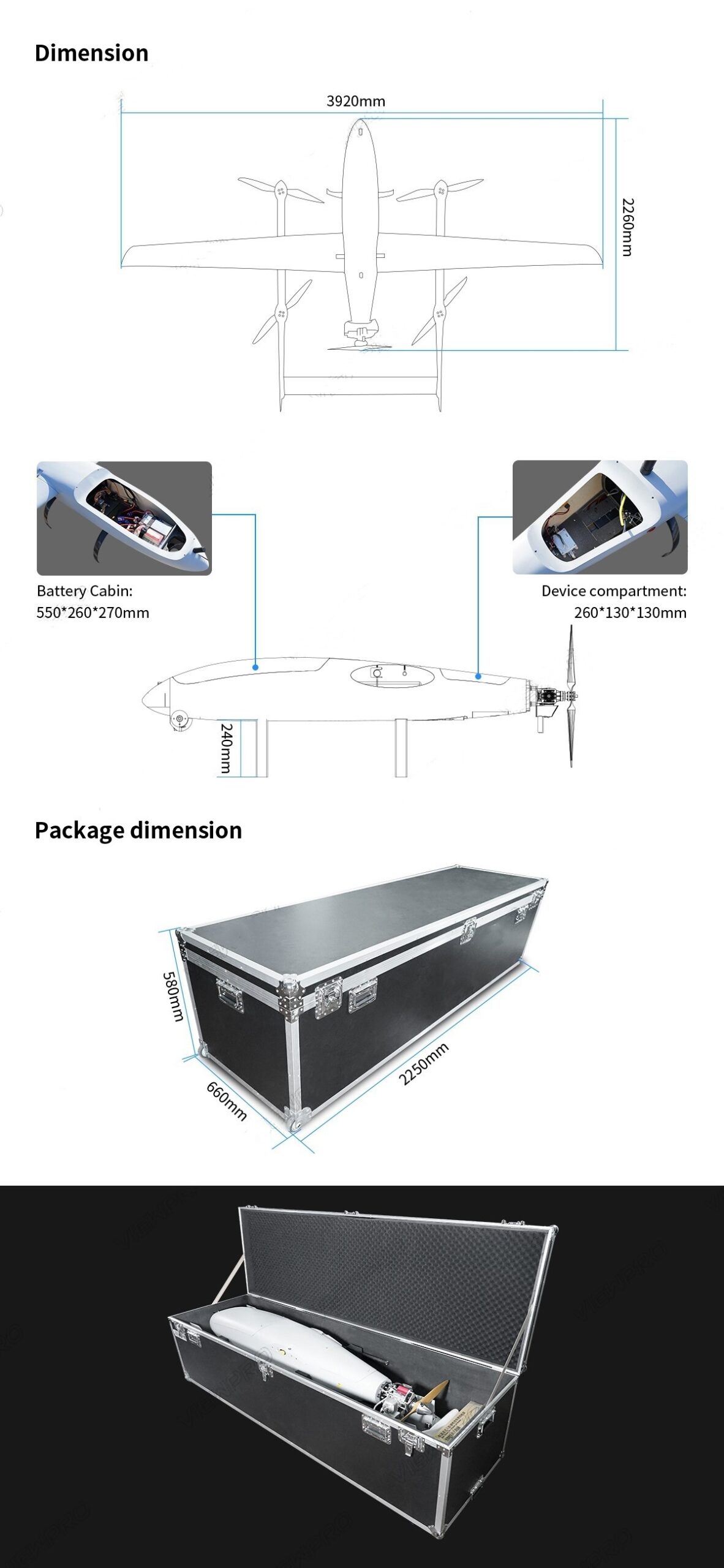 China Moneypro M390 Super Powerful Hybrid VTOL Drone with Robust 3.9m Wingspan 10hrs Flight Time