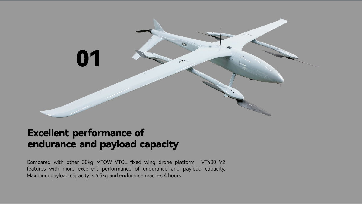 China Moneypro MVT400 V2 Long Flight Time Electric VTOL 4hrs @ 5kg Load