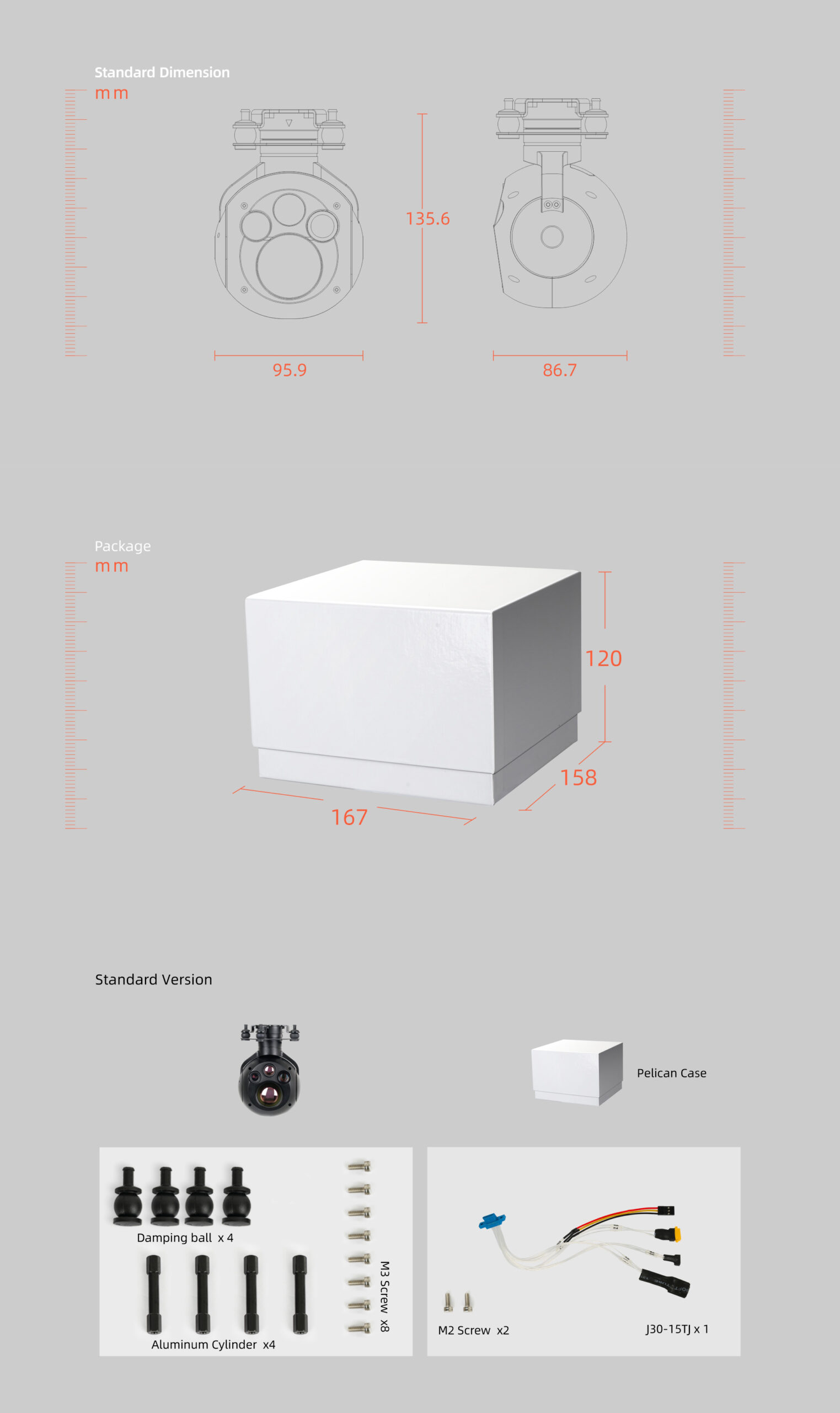 China Moneypro M7DER Micro Prime Lens Dual EO/IR Object Tracking Gimbal Camera