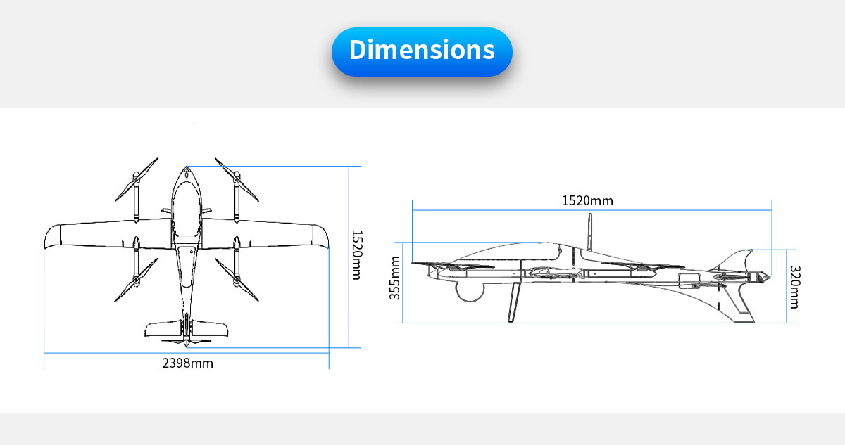 China Moneypro MVT240 PRO Bionic VTOL Drone Smooth Flight UAV max 1.6kg Payload 3.5hrs Endurance