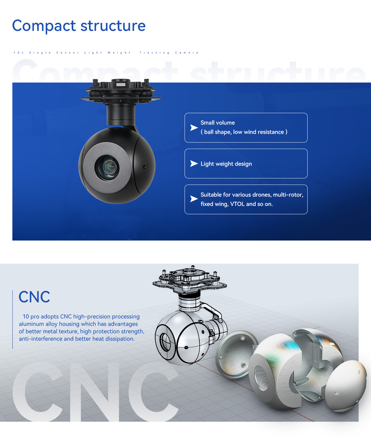 China Moneypro M10 Pro 10x Single Sensor Light Weight AI Tracking Camera