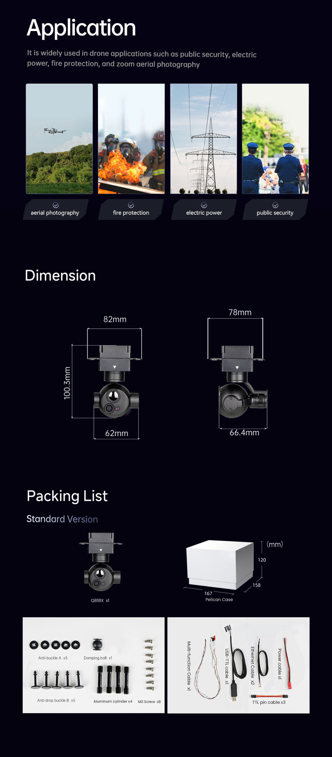 China Moneypro M818X Micro Dual EO/IR Object Tracking Gimbal Camera