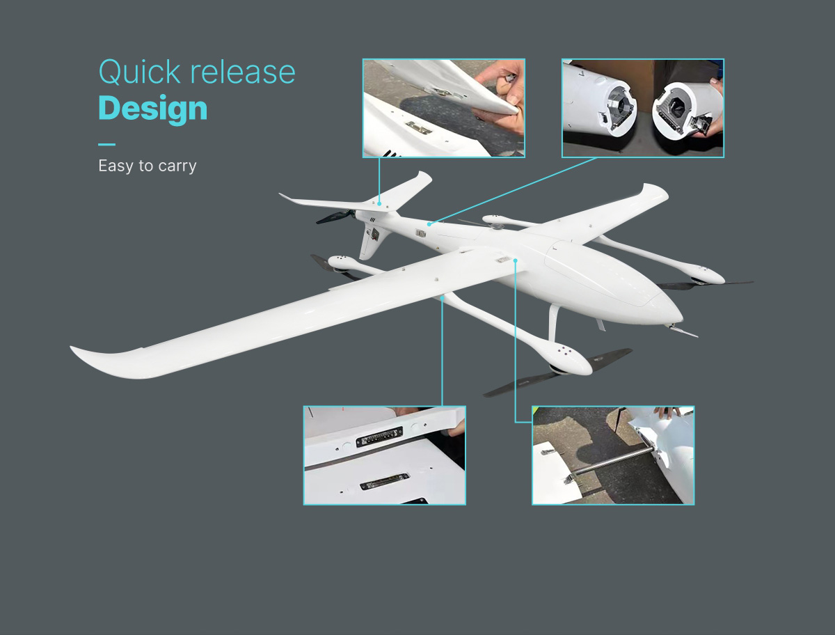 China Moneypro MVT320 PRO 4.3hrs Long Duration 5kg Heavy Lift VTOL Fixed Wing UAV for Long-range Inspection