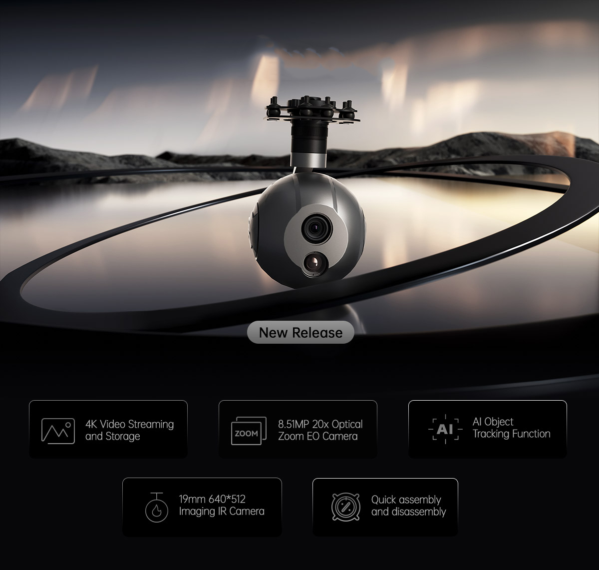 China Moneypro M20KT-19 4K 20x Optical Zoom Dual-sensor AI Object Tracking Gimbal Camera