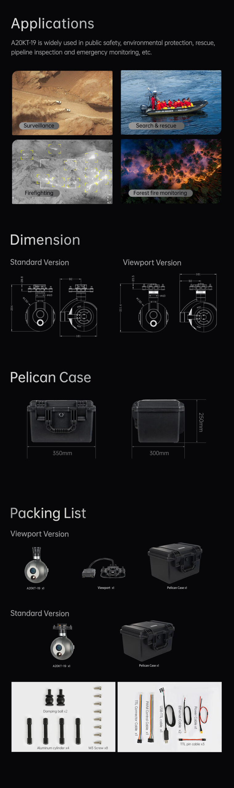 China Moneypro M20KT-19 4K 20x Optical Zoom Dual-sensor AI Object Tracking Gimbal Camera