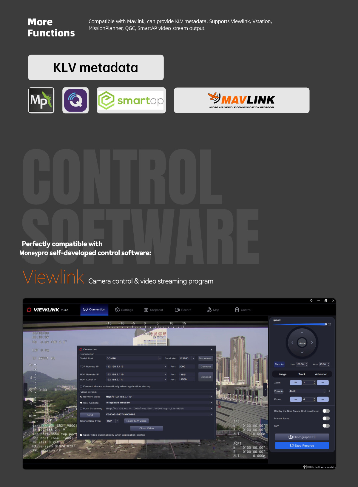 China Moneypro M818M Triple Sensors EO + IR +LRF(1200M) Object Tracking Gimbal Camera