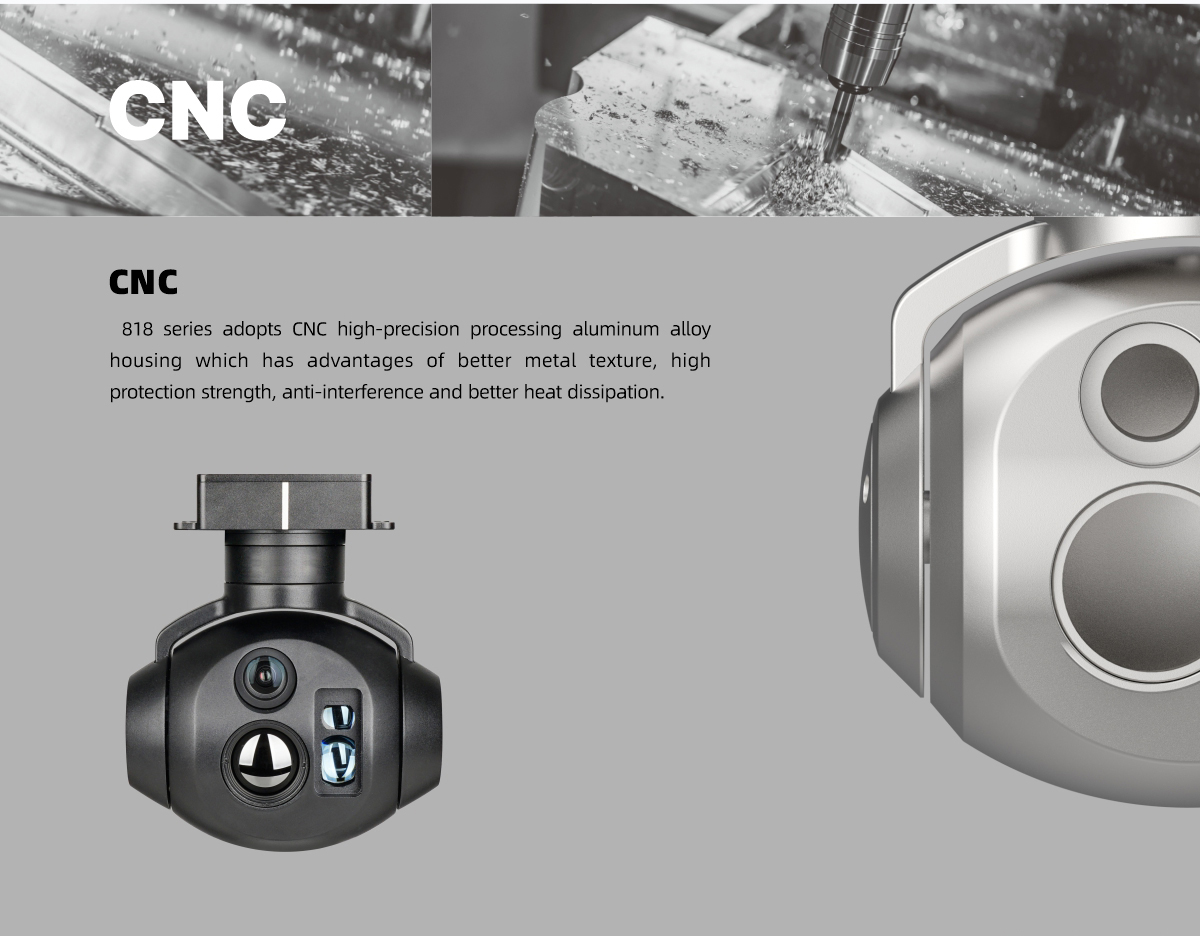 China Moneypro M818M Triple Sensors EO + IR +LRF(1200M) Object Tracking Gimbal Camera