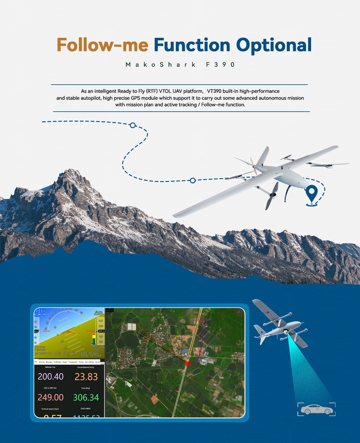 MVT390 E-Vtol Fixed Wings Long Endurance Modular Design For Multipurpose