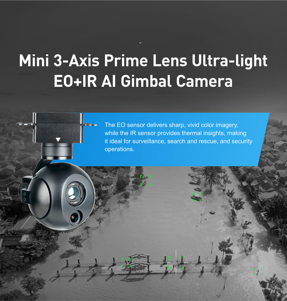 China Moneypro M613 Mini 3-Aixs Stabilizer Prime Lens EO/IR AI Tracking Thermal Imager Gimbal Camera