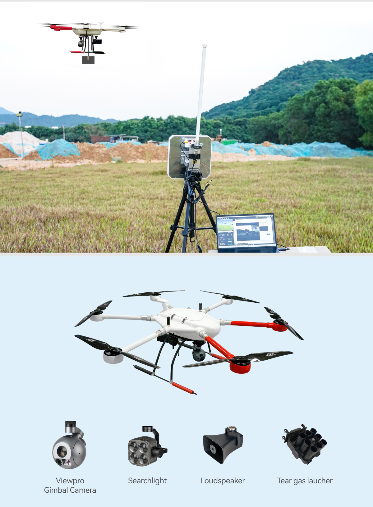 China Moneypro MHT160 Heavy-lift Hexacopter Drone with 1600mm Wheelbase and 120min Flight Time