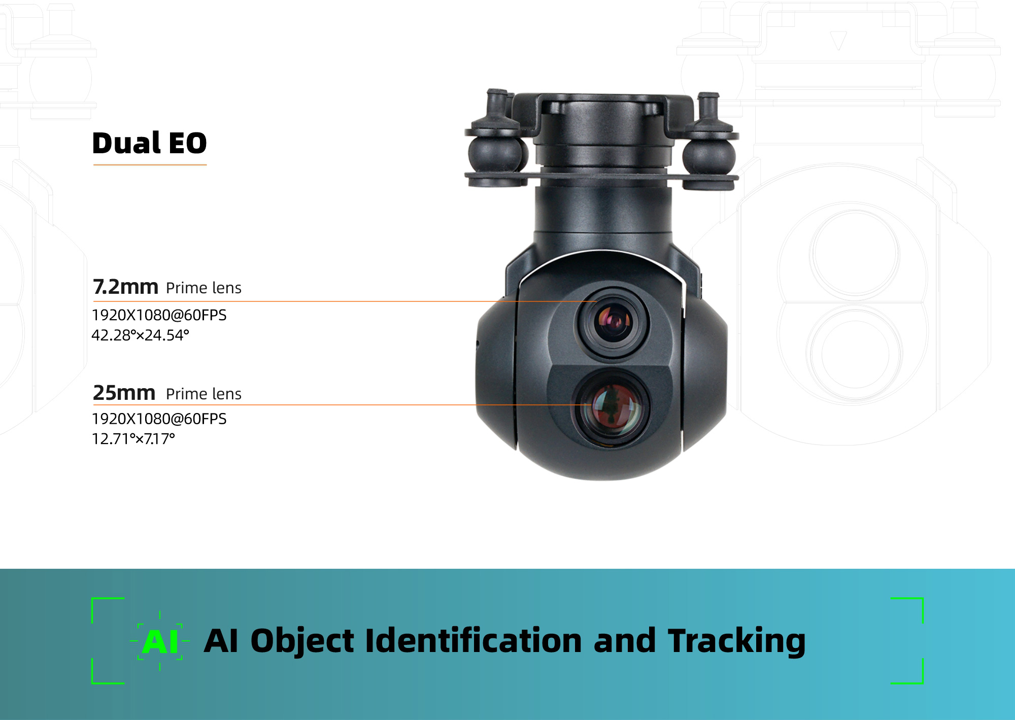 China Moneypro M7DE Micro Prime Lens Dual EO Object Tracking Gimbal Camera for Surveillance