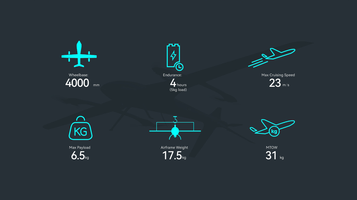 China Moneypro MVT400 V2 Long Flight Time Electric VTOL 4hrs @ 5kg Load