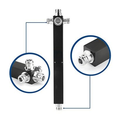 698-3800MHz-RF-New-Black-Square-4-way-Cavity-Power-SplitterDivider-with-N-Female-Connectors