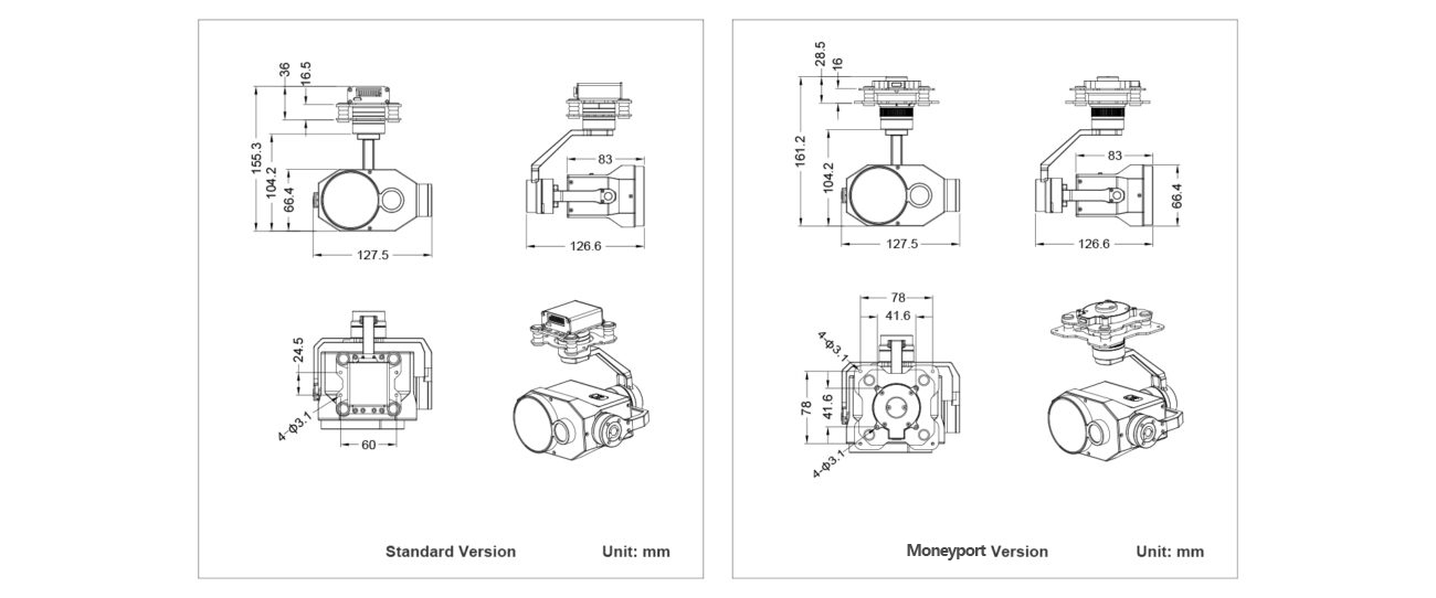 China Moneypro ZIR1352T Professional 3-axis High-precise FOC Program with High Resolution Dual Thermal Zooming Camera